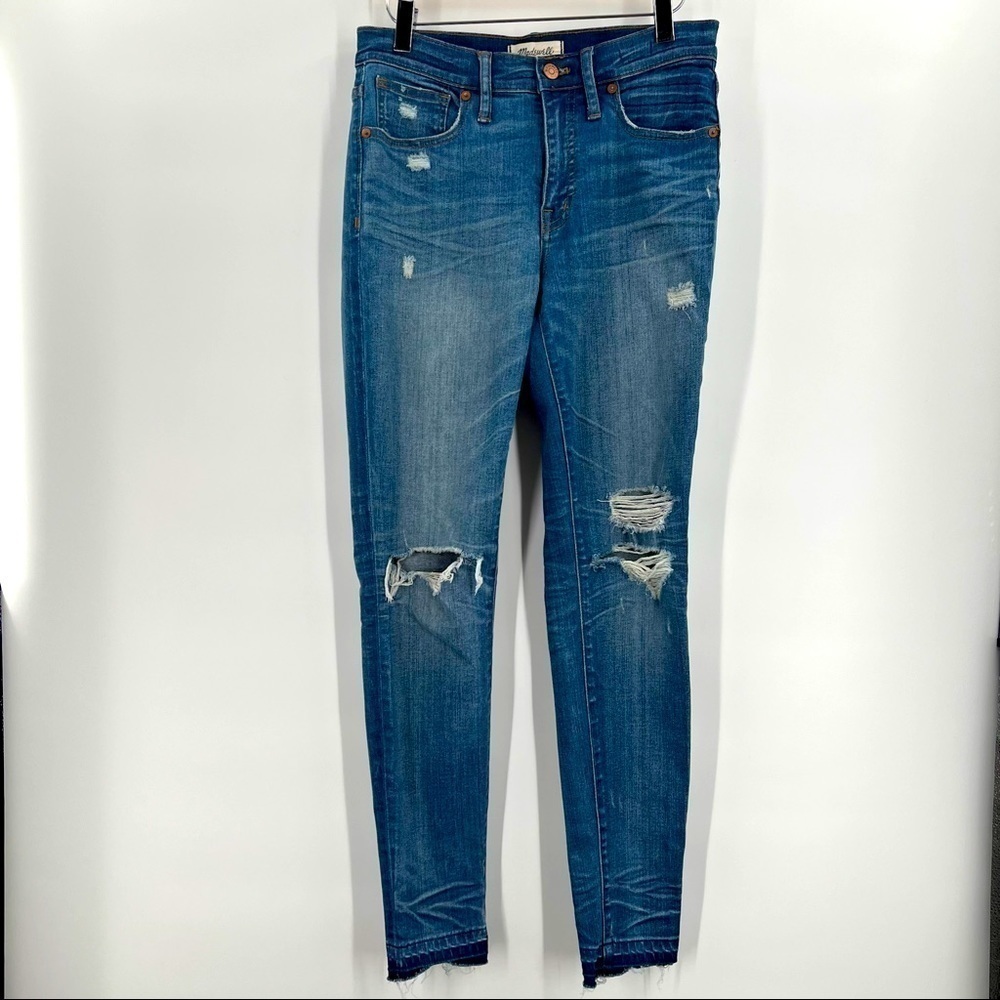 Madewell high rise skinny straight leg raw hem woman jeans size 27